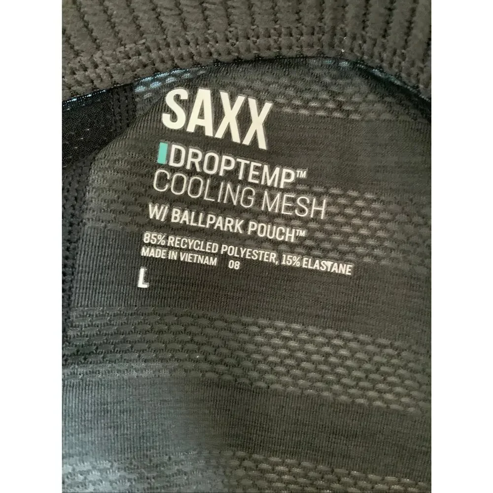 Saxx Men's Large Black DropTemp Cooling Mesh Performance Boxer Briefs B22-10